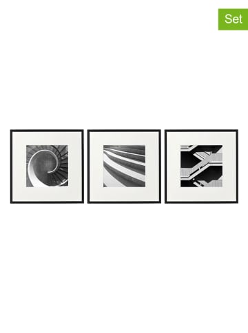 SiL Interiors Druki artystyczne (3 szt.) w kolorze czarno-białym w ramce - 40 x 40 cm