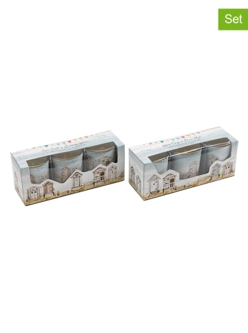 SiL Interiors 2-delige set: geurkaarsen "Seashore" - 2x 3 stuks lichtblauw - (H)6 x Ø 5 cm