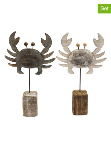 SiL Interiors Dekoracje (2 szt.) "Crab" w kolorze brązowo-szarym - wys. 32 cm