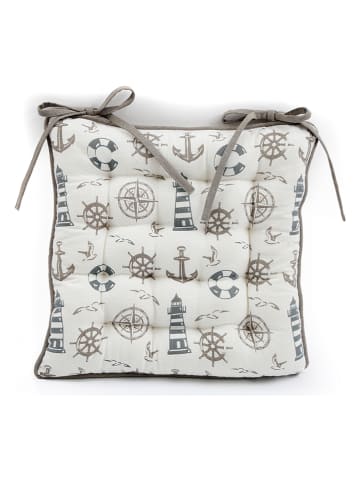 SiL Interiors Stoelkussen "Seashore" wit/grijs - (L)40 x (B)40 cm