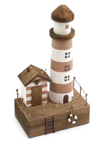 SiL Interiors Decoratief figuur "Lighthouse" lichtbruin/wit - (B)15,5 x (H)33,5 x (D)10 cm