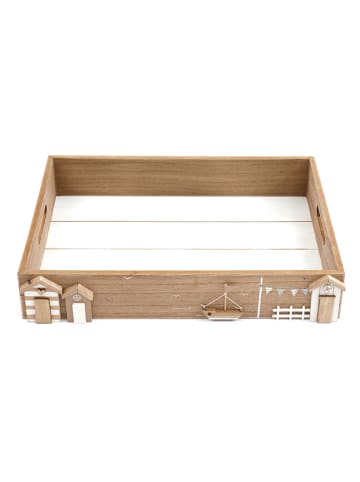 SiL Interiors Dienblad "Beach House" lichtbruin/wit - (L)30 x (B)40 x (H)7 cm