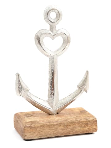 SiL Interiors Decoratief figuur "Anchor" zilverkleurig/lichtbruin - (B)10 x (H)17 cm