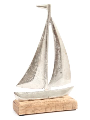 SiL Interiors Decoratief figuur "Boat" zilverkleurig/lichtbruin - (B)13 x (H)23 cm