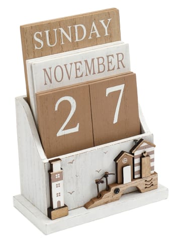 SiL Interiors Kalendarz dekoracyjny w kolorze jasnobrązowo-białym - 12 x 16 cm