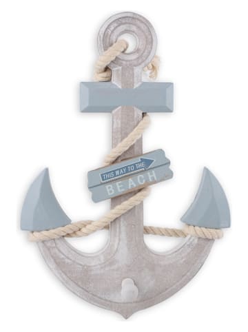 SiL Interiors Wanddecoratie "Anchor" grijs/lichtblauw - (B)22,5 x (H)33 cm