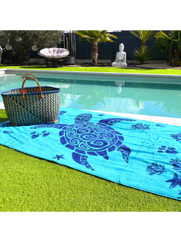 Le Comptoir de la Plage Strandtuch "Wakama - Bellia" in Türkis - (L)175 x (B)95 cm