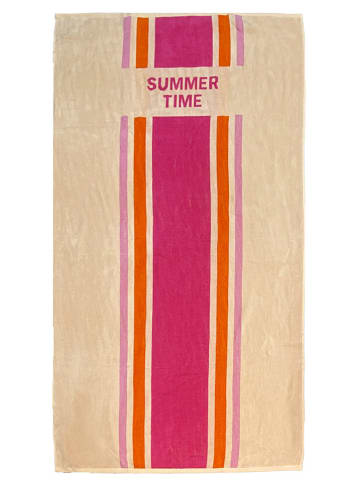 Le Comptoir de la Plage Strandlaken "Summertime" crème/roze - (L)170 x (B)90 cm
