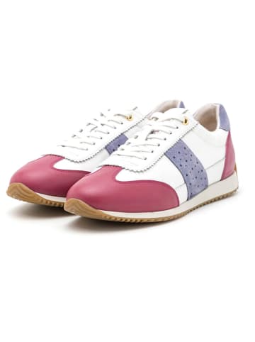 Geox Leder-Sneakers "Calithe" in Weiß/ Lila/ Rot