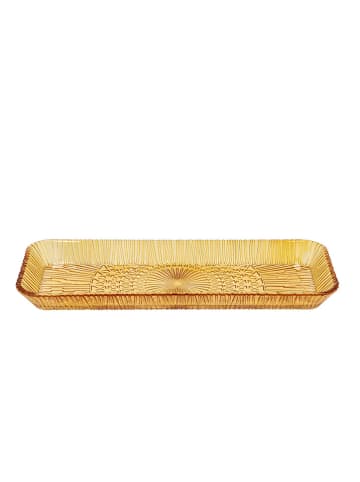 Lyngby Glas Servierplatte "Kusintha" in Orange - (B)38 x (H)14 x (T)3 cm