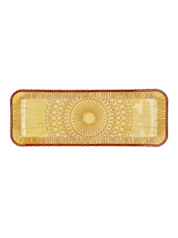 Lyngby Glas Servierplatte "Kusintha" in Orange - (B)38 x (H)14 x (T)3 cm