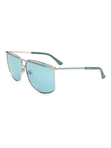 Guess Damskie okulary przeciwsłoneczne w kolorze srebrno-błękitnym