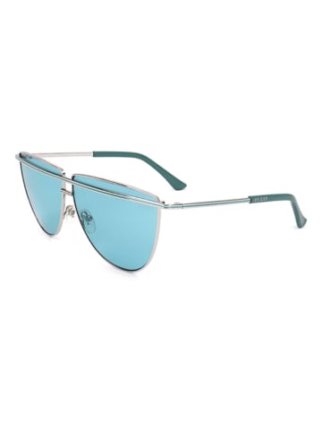 Guess Damskie okulary przeciwsłoneczne w kolorze srebrno-niebieskim
