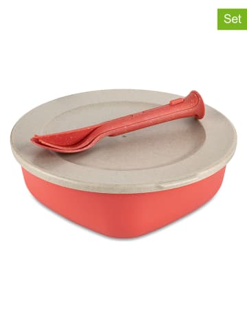 koziol 2-delige lunchset beige/rood - 1,3 l