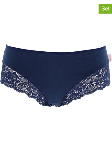 COTONELLA Figi high waist (2 pary) w kolorze błękitnym i granatowym