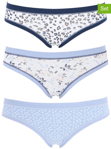COTONELLA 3er-Set: Slips in Blau/ Weiß/ Hellblau