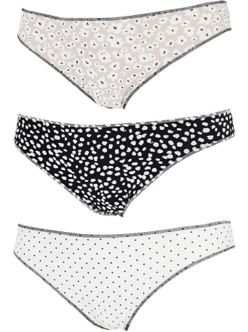 COTONELLA 3er-Set: Slips in Weiß/ Schwarz/ Beige