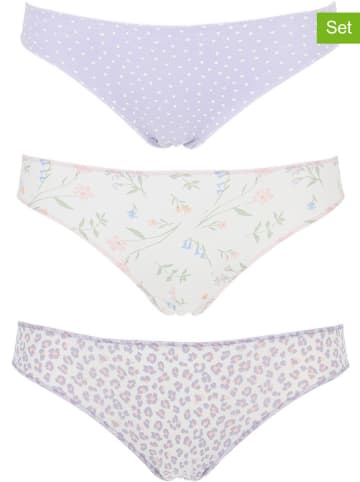COTONELLA 3er-Set: Slips in Weiß/ Lila/ Rosa