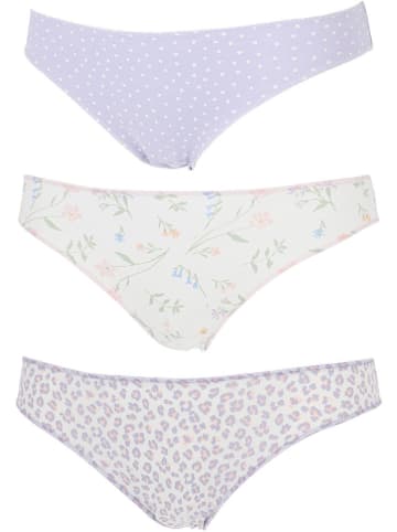 COTONELLA 3-delige set: slips wit/paars/lichtroze
