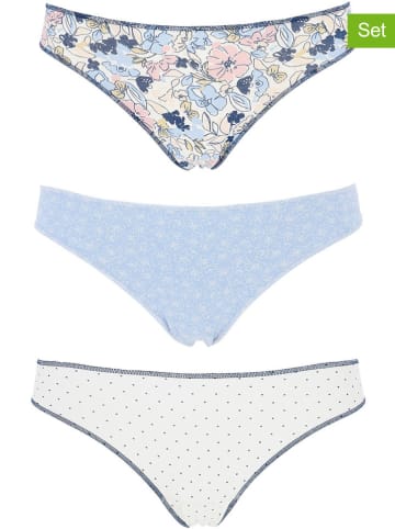 COTONELLA 3er-Set: Slips in Hellblau/ Weiß