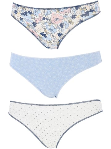 COTONELLA 3er-Set: Slips in Hellblau/ Weiß