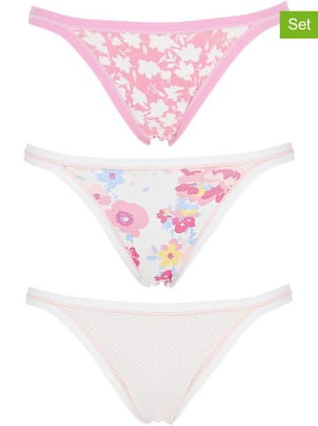 COTONELLA 3er-Set: Slips in Weiß/ Pink
