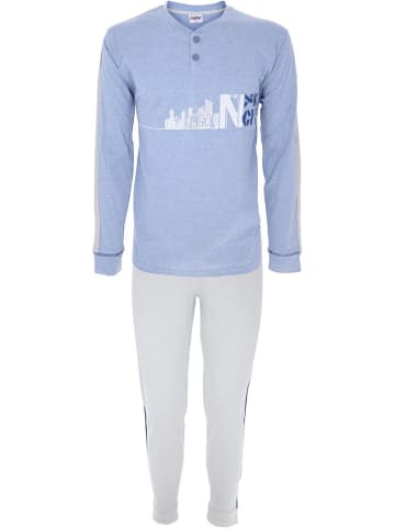 COTONELLA Pyjama in Hellblau/ Weiß