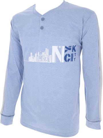 COTONELLA Pyjama in Hellblau/ Weiß