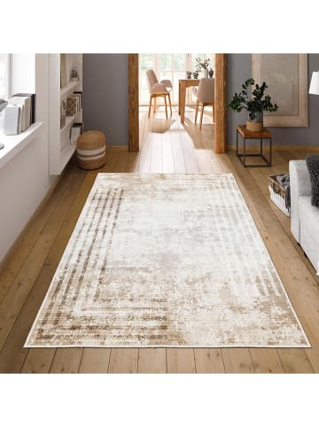 CARPET DIEM Kurzflor-Teppich in Beige/ Weiß