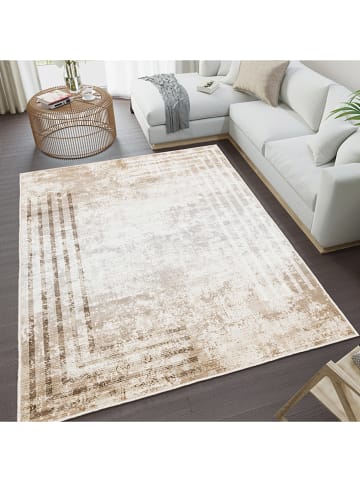 CARPET DIEM Kurzflor-Teppich in Beige/ Weiß