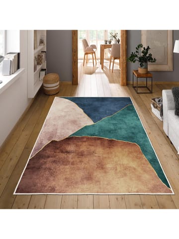 CARPET DIEM Dywan w kolorze niebiesko-jasnobrązowo-zielonym