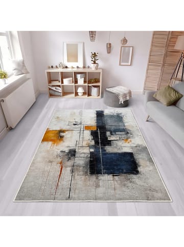 CARPET DIEM Laagpolig tapijt grijs/donkerblauw/oranje