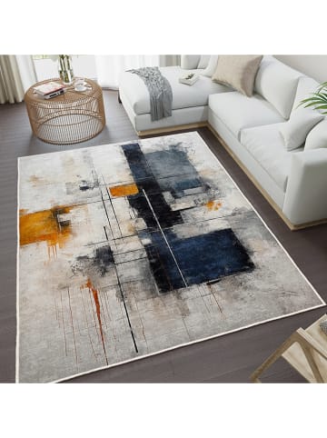 CARPET DIEM Laagpolig tapijt grijs/donkerblauw/oranje