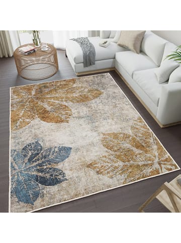 CARPET DIEM Laagpolig tapijt crème/lichtbruin/blauw