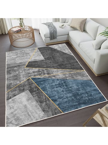 CARPET DIEM Laagpolig tapijt grijs/blauw/goudkleurig