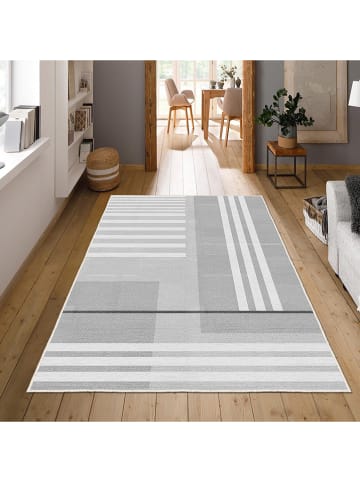 CARPET DIEM Kurzflor-Teppich in Grau/ Weiß