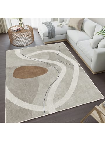 CARPET DIEM Kurzflor-Teppich in Grau/ Creme