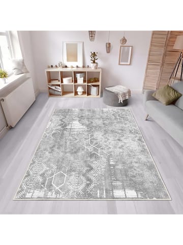 CARPET DIEM Kurzflor-Teppich in Grau/ Weiß
