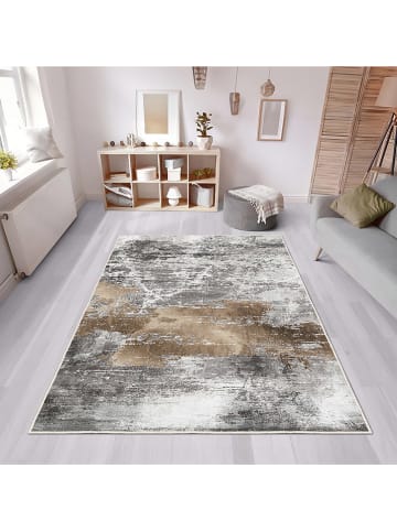 CARPET DIEM Kurzflor-Teppich in Grau/ Hellbraun
