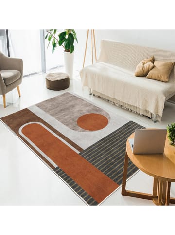 CARPET DIEM Kurzflor-Teppich in Hellbraun/ Grau/ Schwarz