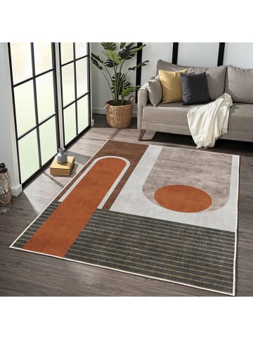 CARPET DIEM Kurzflor-Teppich in Hellbraun/ Grau/ Schwarz