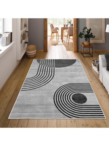 CARPET DIEM Kurzflor-Teppich in Grau/ Schwarz