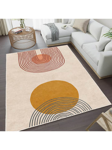 CARPET DIEM Kurzflor-Teppich in Beige/ Rot/ Hellbraun