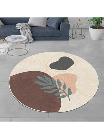 CARPET DIEM Kurzflor-Teppich in Creme/ Braun/ Grau