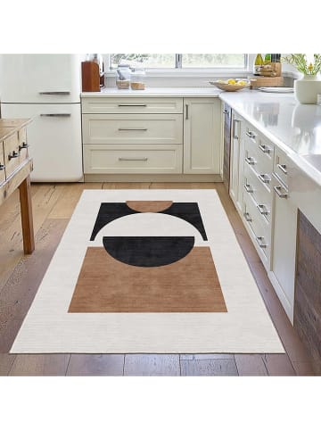 CARPET DIEM Kurzflor-Teppich in Creme/ Hellbraun/ Schwarz