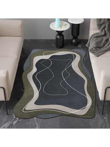 CARPET DIEM Laagpolig tapijt antraciet/kaki/crème