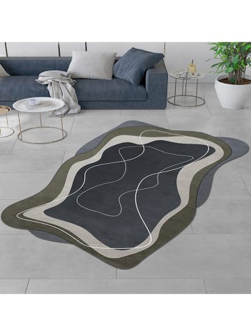 CARPET DIEM Laagpolig tapijt antraciet/kaki/crème