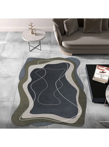 CARPET DIEM Laagpolig tapijt antraciet/kaki/crème
