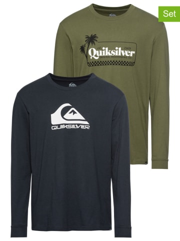 Quiksilver 2-delige set: longsleeves kaki/donkerblauw