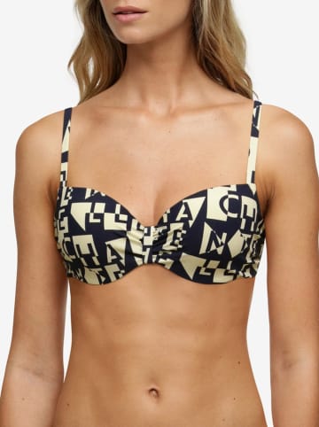 Chantelle Bikini-Oberteil in Dunkelblau/ Weiß